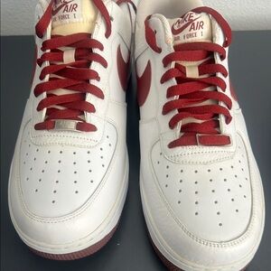 Nike Air Force 1 Men's White and Red Sneakers